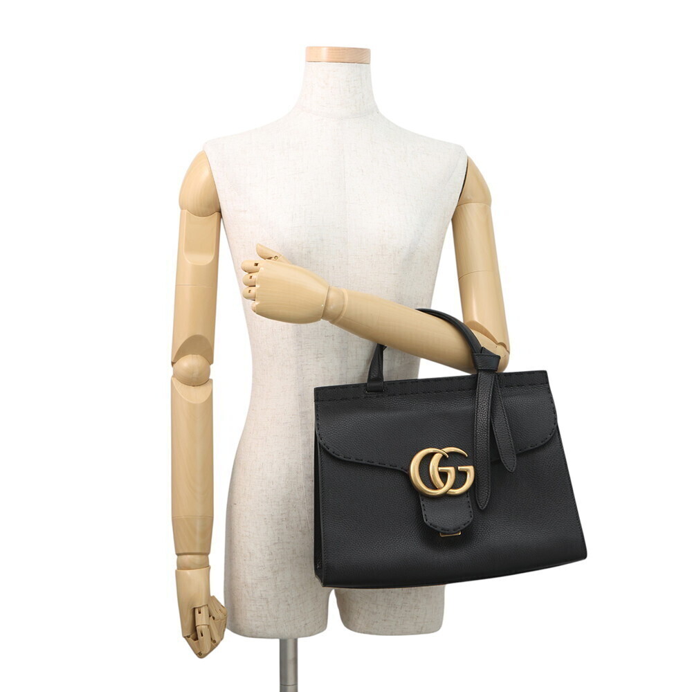 Gucci GG Marmont Leather Handbag Bag Black - Picture 5 of 10